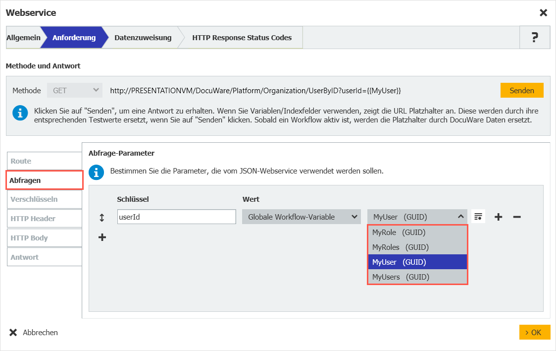 Automatische GUID Weitergabe